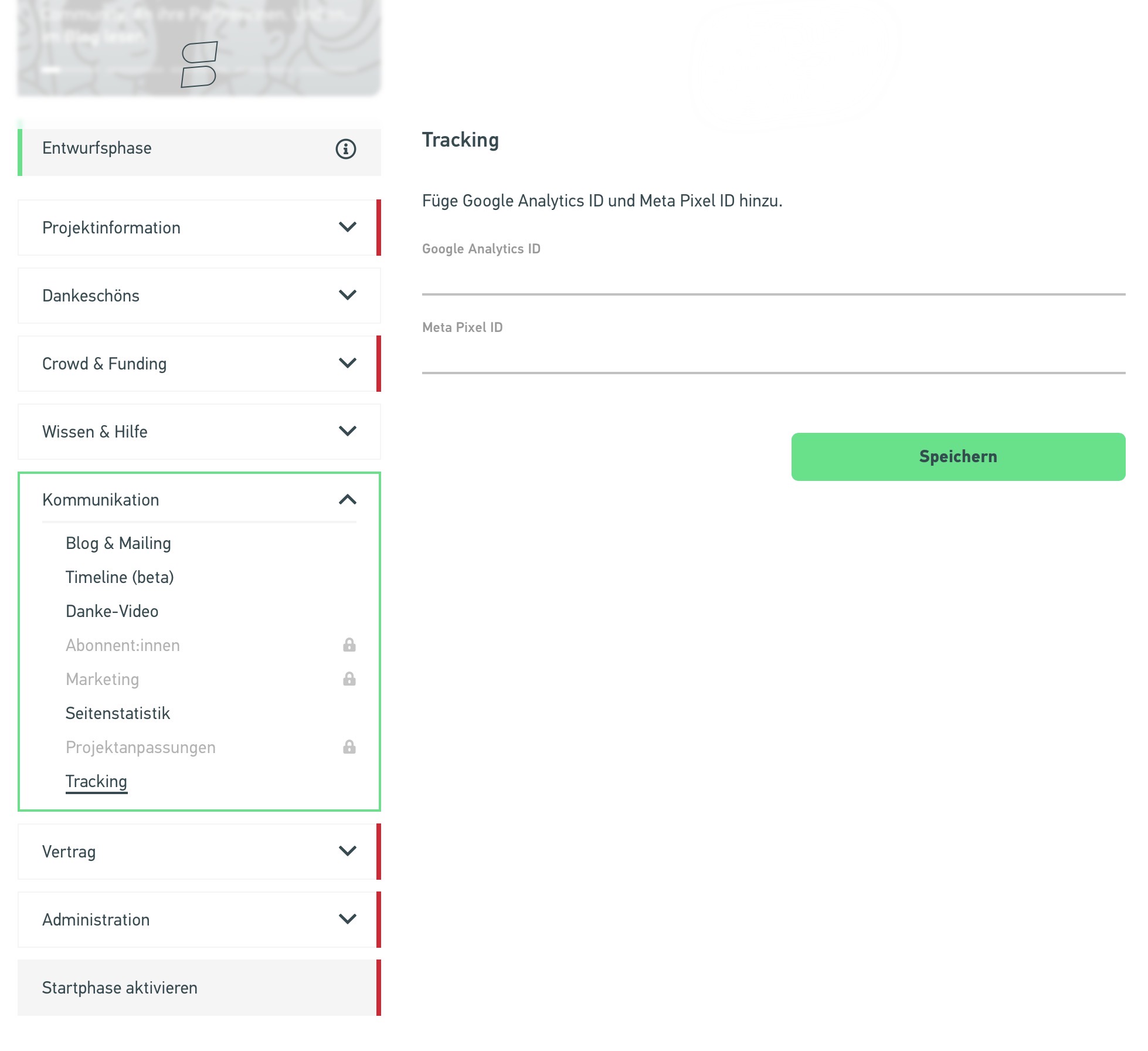 Google Anaytics Tracking ID und Meta Pixel